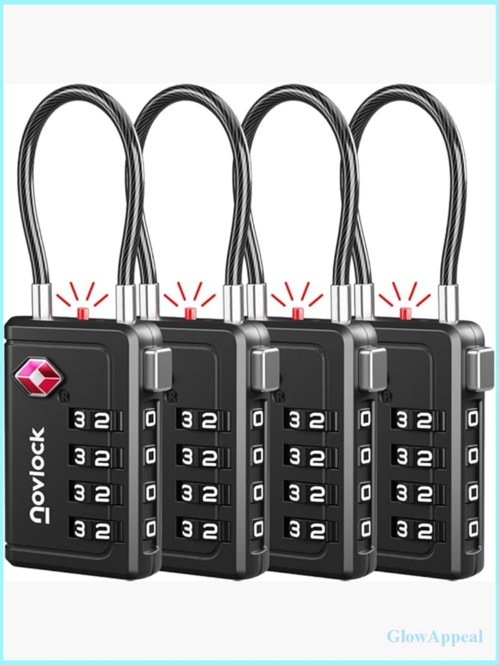 TSA Approved Luggage Locks 4-Pack with Inspection Indicator, Resettable 4-Digit